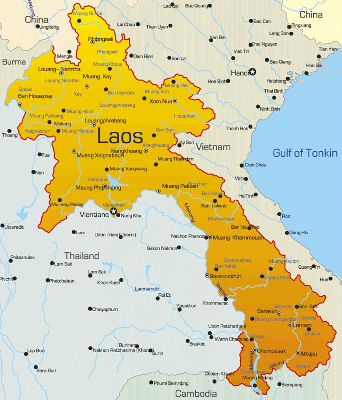 laos en un mapa