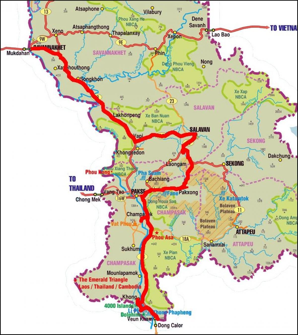 Mapa de savannakhet laos