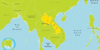 Laos ubicación en el mapa del mundo