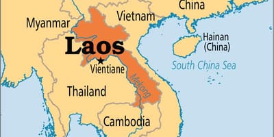Laos país en el mapa del mundo