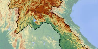 El mapa topográfico de laos