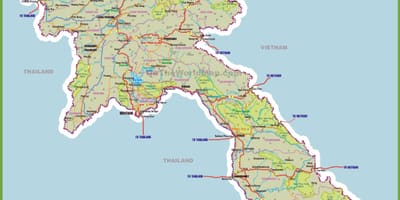Laos atracciones turísticas mapa
